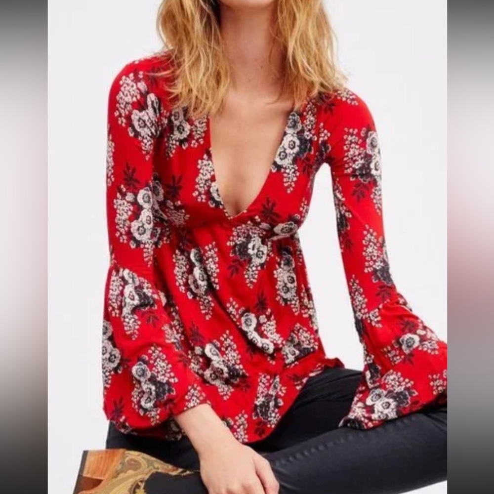 Free People Speak Easy Bell sleeve top